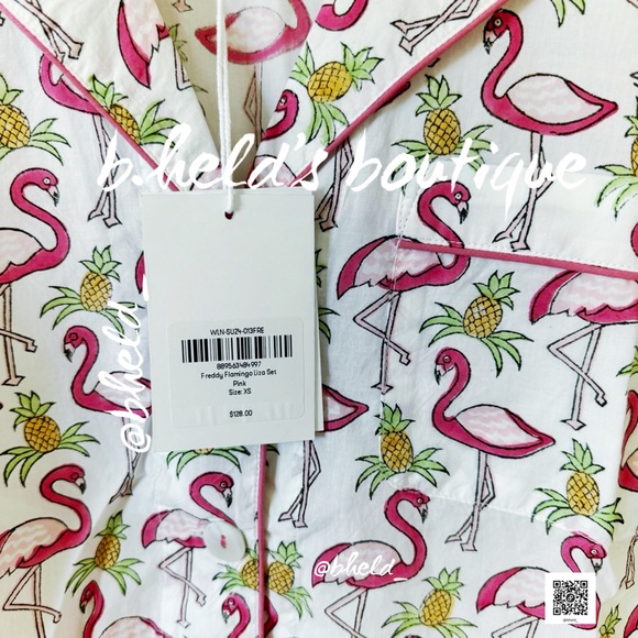 Roller Rabbit Freddy Flamingo Liza Set Pajamas in Pink Size X-Small (XS) New NWT - Picture 7 of 17